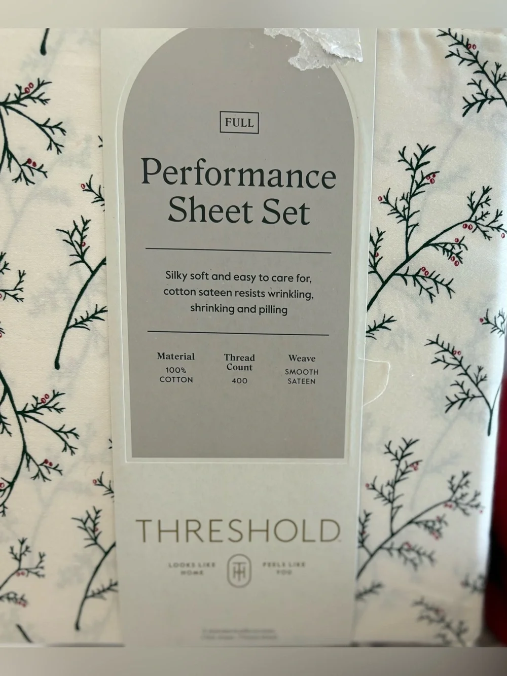 THRESHOLD FULL PERFORMANCE HOLIDAY SHEET SET W/ RED THROW BLANKET NEW NWT